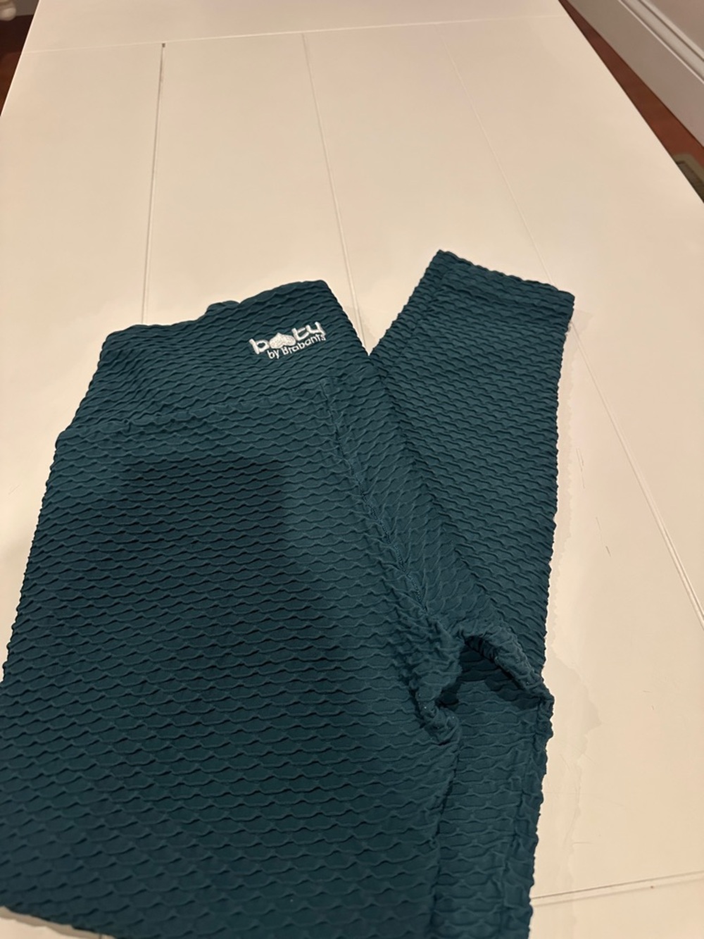 Booty by Brabants Teal Textured Leggings with Logo